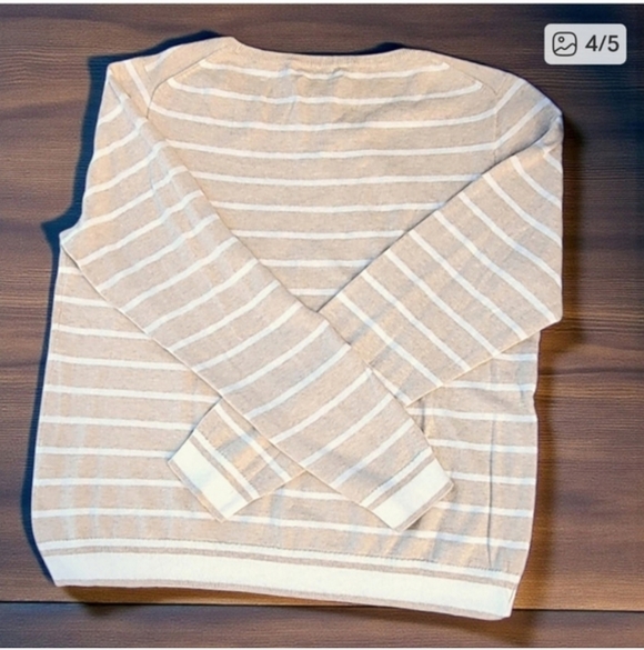 J CREW MERCENTILE STRIPED LIGHT TAN SWEATER  Xl - Picture 4 of 8
